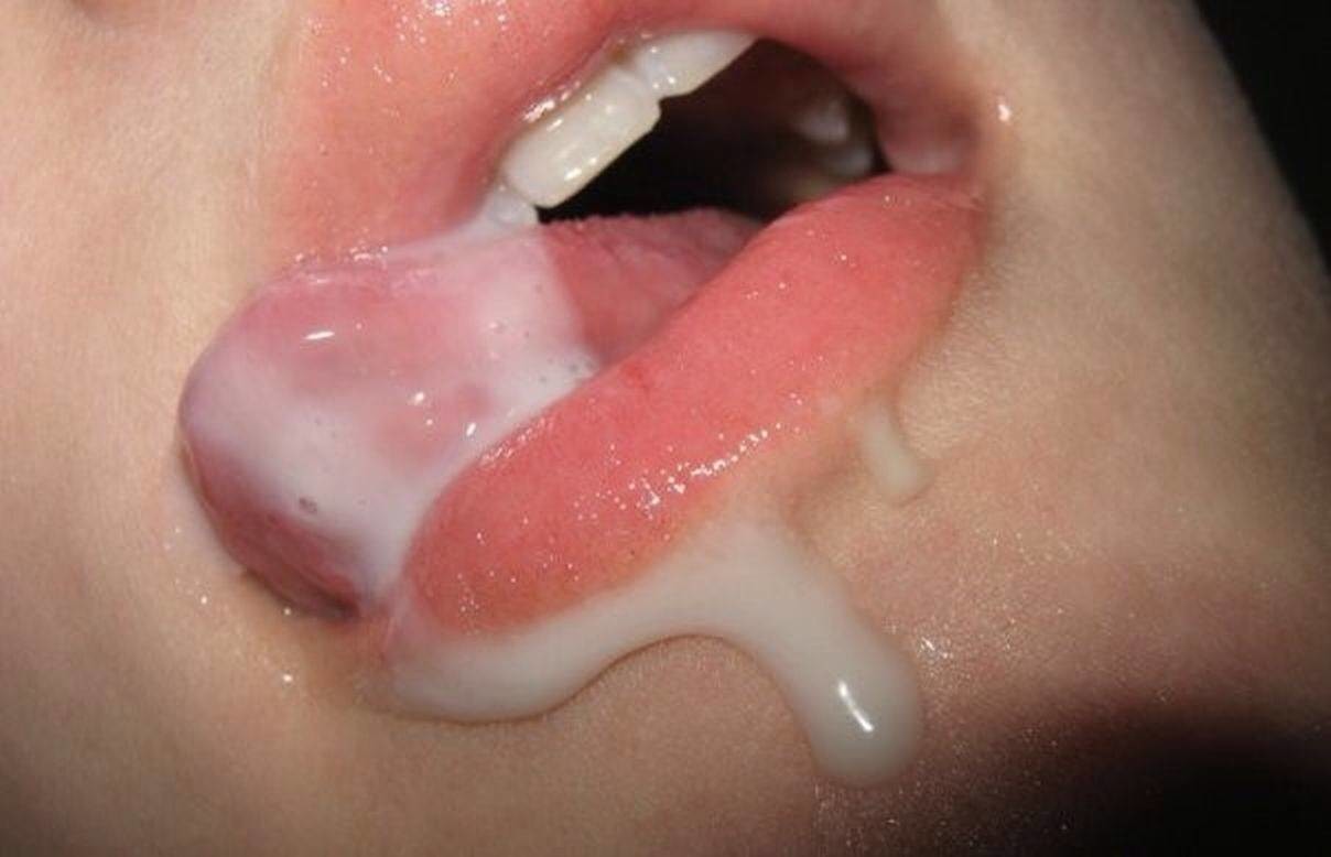 Girl has cum on lips
