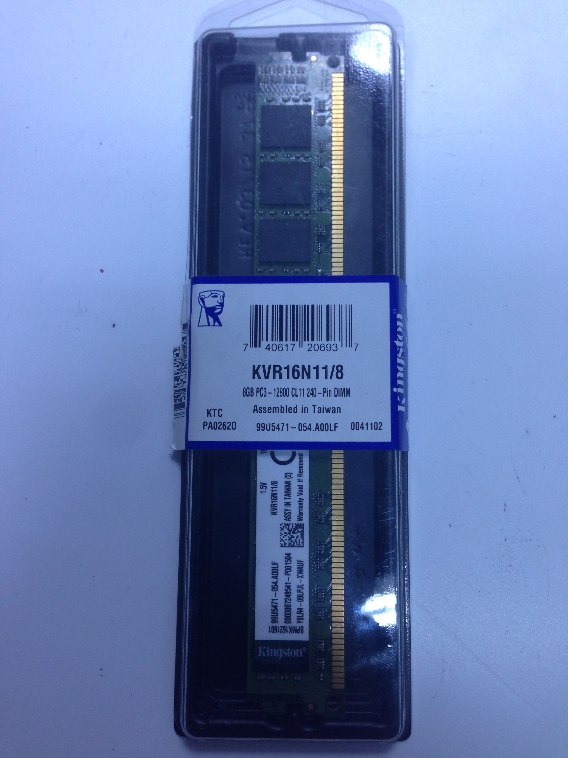 3GEN KINGSTON 8GB DDR3 1600MHZ PC3 KVR16N11/8