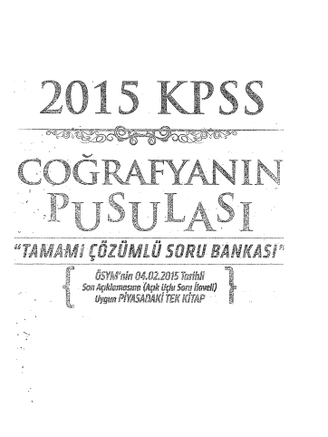 2015 KPSS Coğrafyanın Pusulası Soru Bankası