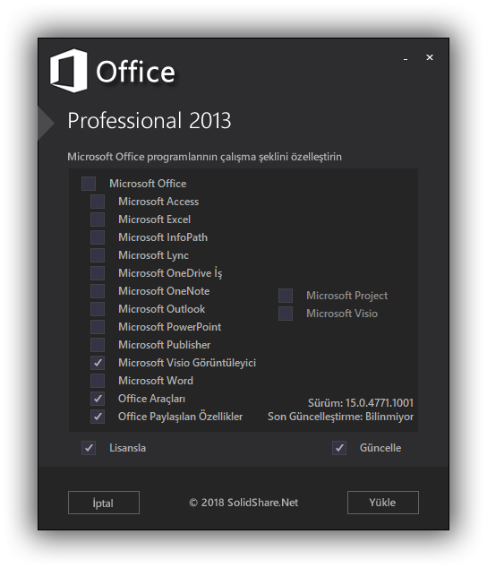 Microsoft Office 2013 Pro Plus - Project Pro - Visio Pro SP1 VL TR | Eylül 2022