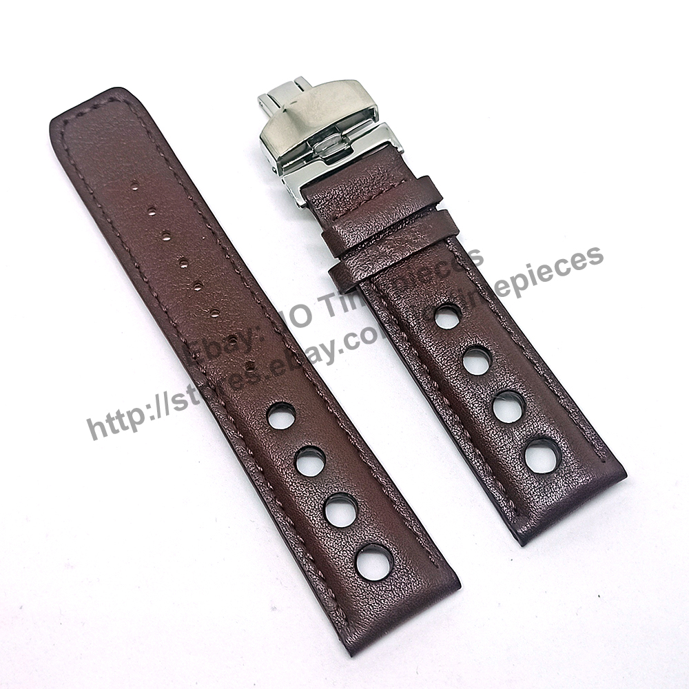 22mm Brown Genuine Leather Watch Band Strap Comp. Tissot Heritage 1973 - T1244271603101 - T1244271604100