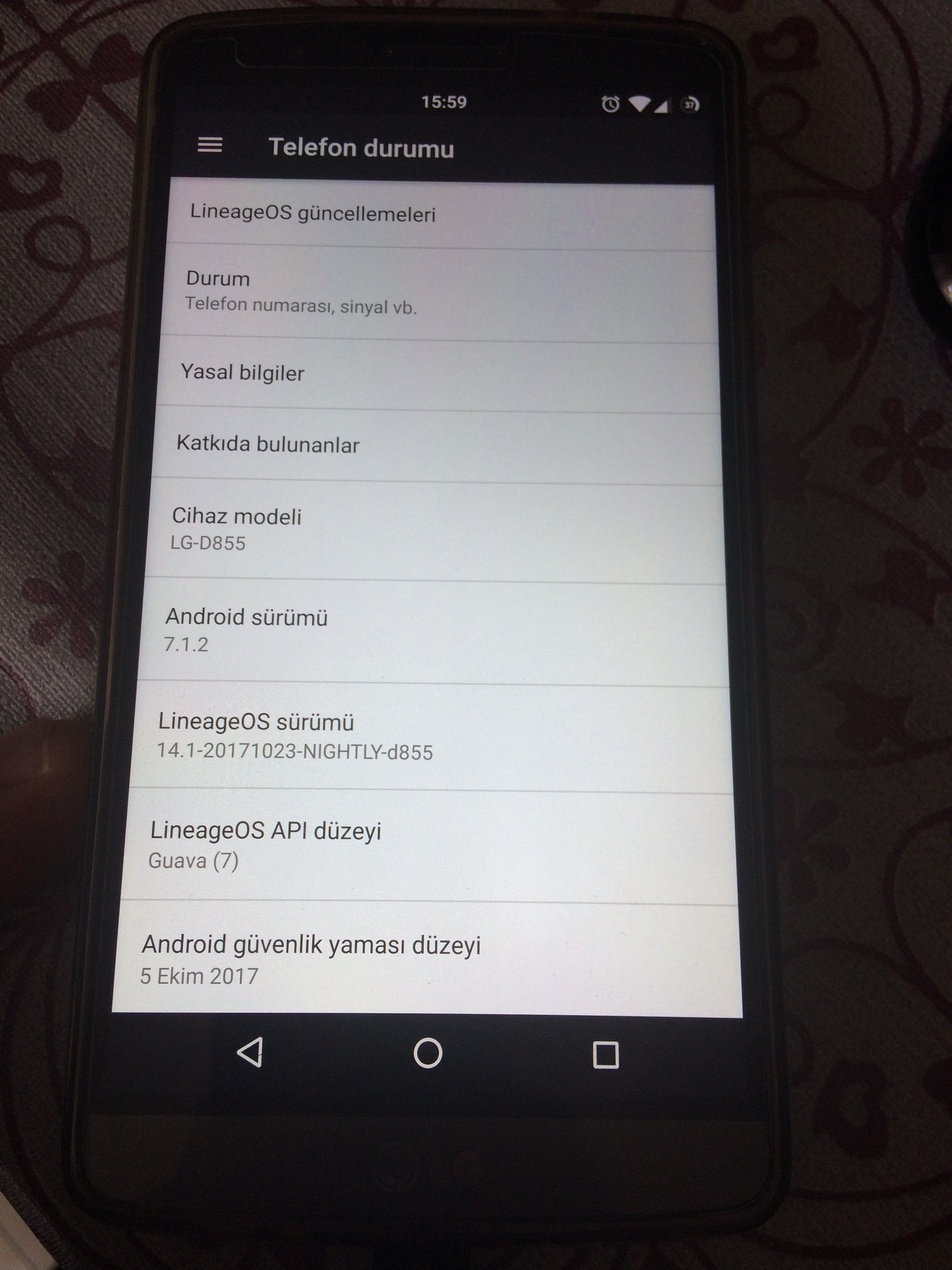 32GB lık LG G3 Android 8 Oreo