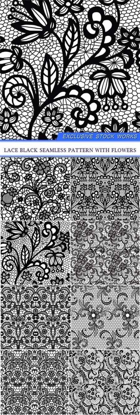 Lace Black Seamless Pattern-Vector