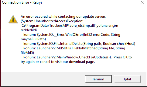 Connection Error - Retry hatası var beyler yardım edermısınız nolur ...