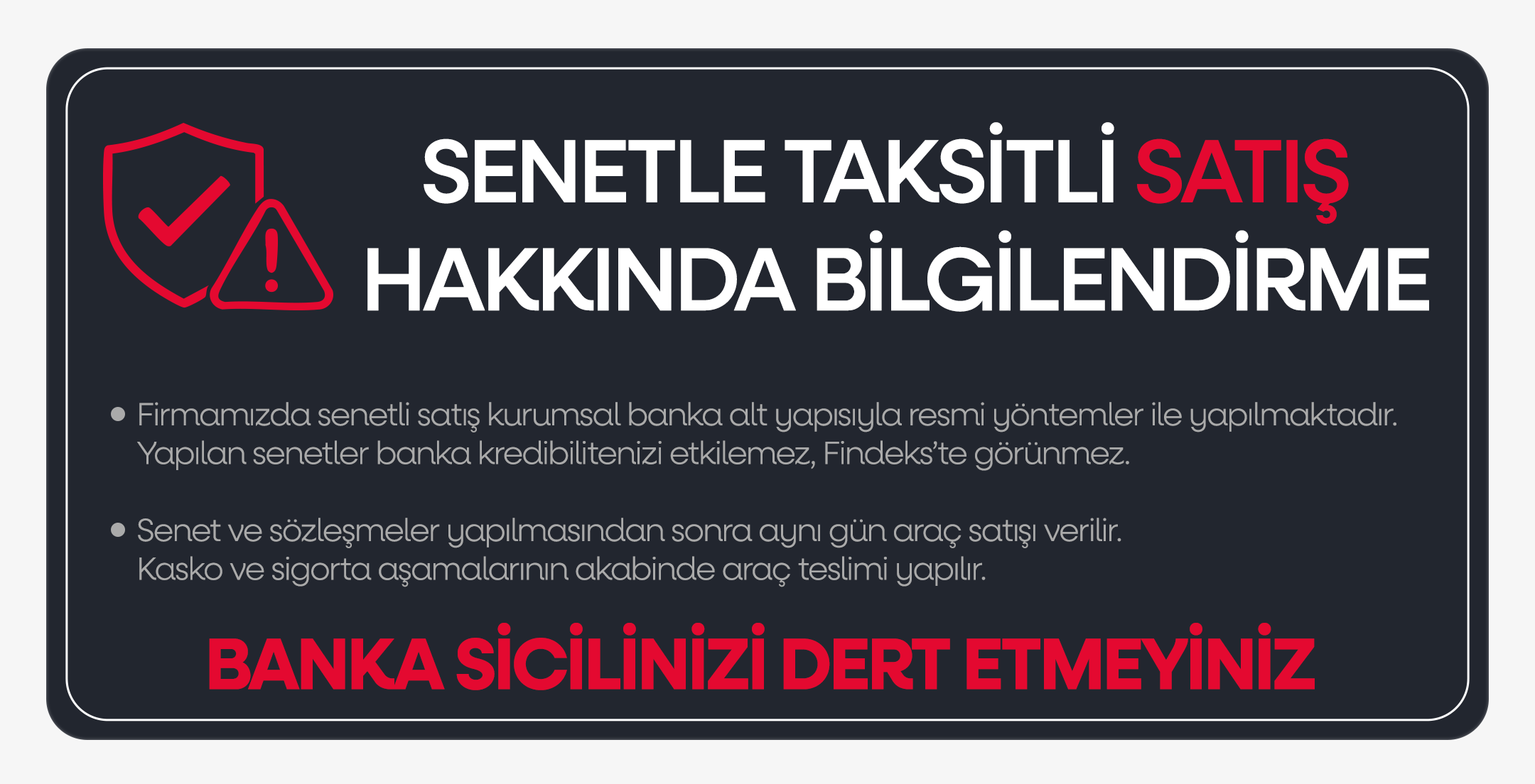 Senetle Taksit Bilgilendirme