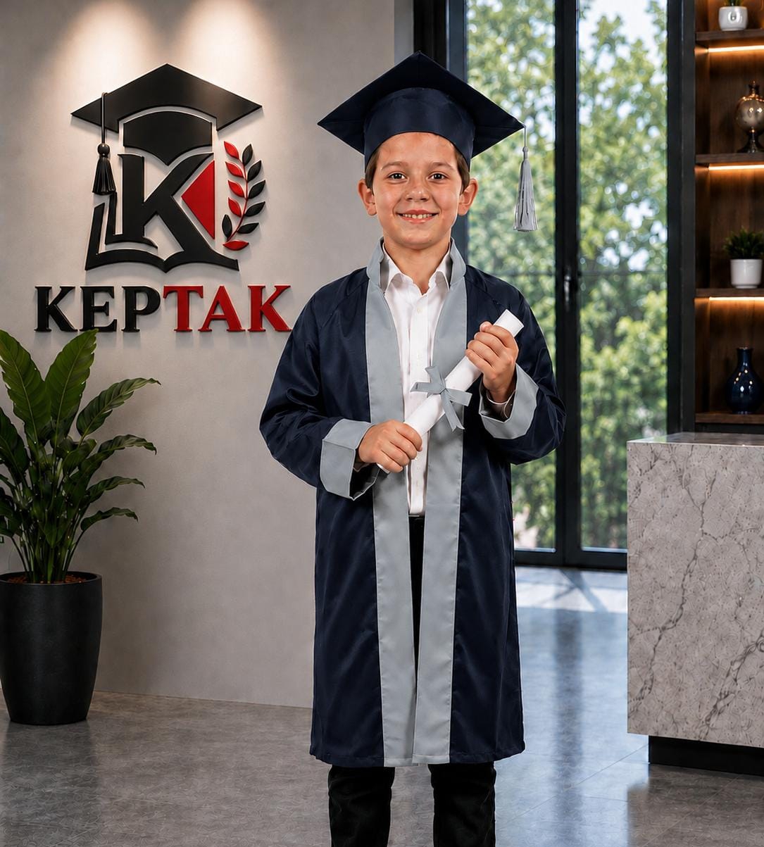 Kırmızı Beyaz Kolej Tarzı Cübbe