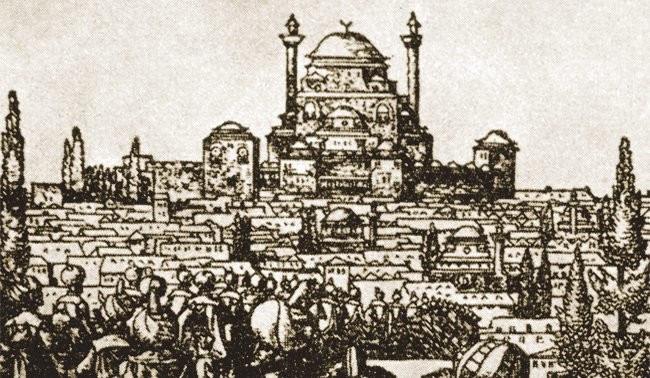 Pieter Coeck van Aalts tarafından yapılan gravürde eski Fatih Camii