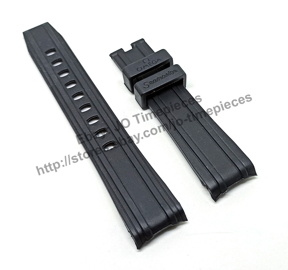 20mm Black Rubber Watch Band Strap Comp. Omega Seamaster Diver 300M Co‑Axial Master Chronograph 201.92.44.20.01.001
