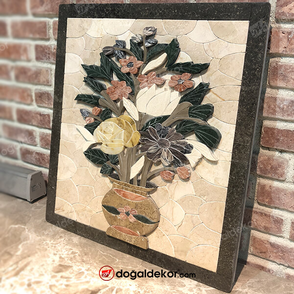 Dekoratif Tablo Taş Mozaik Çiçek 