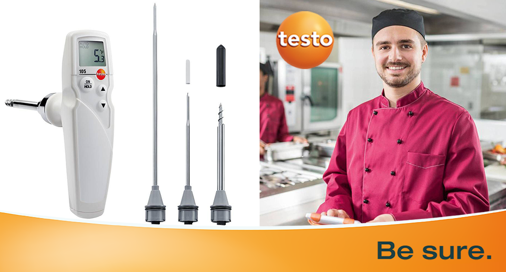 Testo 105 Saplama Tip Termometre HACCP Onaylı Su Geçirmez -50… +275 °C Standart, Burgulu ve Uzun Ölçüm Ucu ile