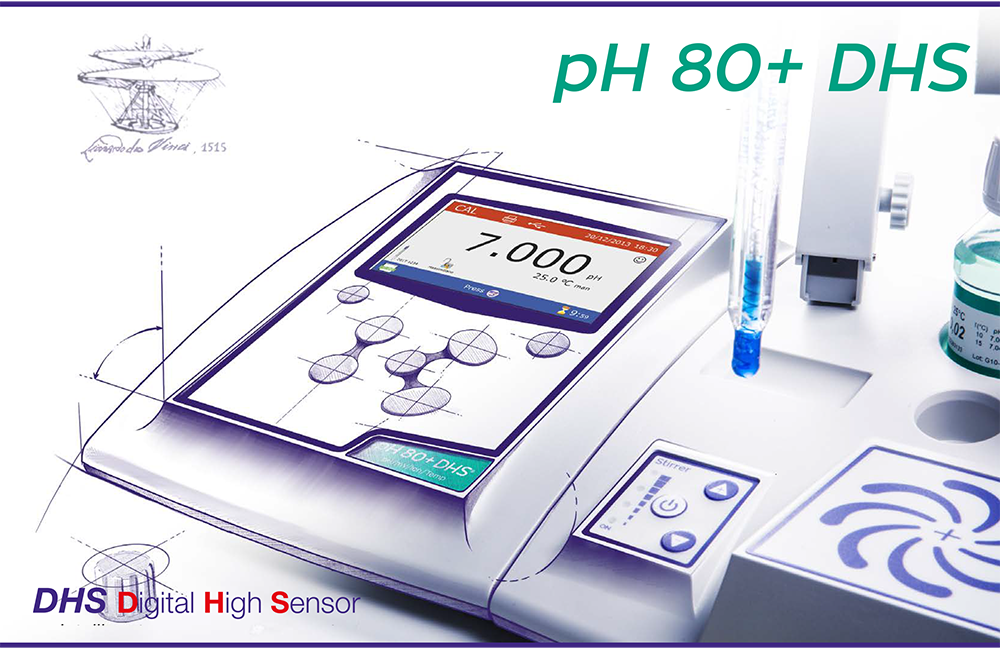 pH 80+ DHS kit STIRRER with pH electrode XS STANDARD, temperature probe NT55, Renkli pH tampon solusyonları pH 7 and pH 4, klavye, manyetik karıştırıcılı elektrod standlı, güç adaptörü ve aksesuarları 
