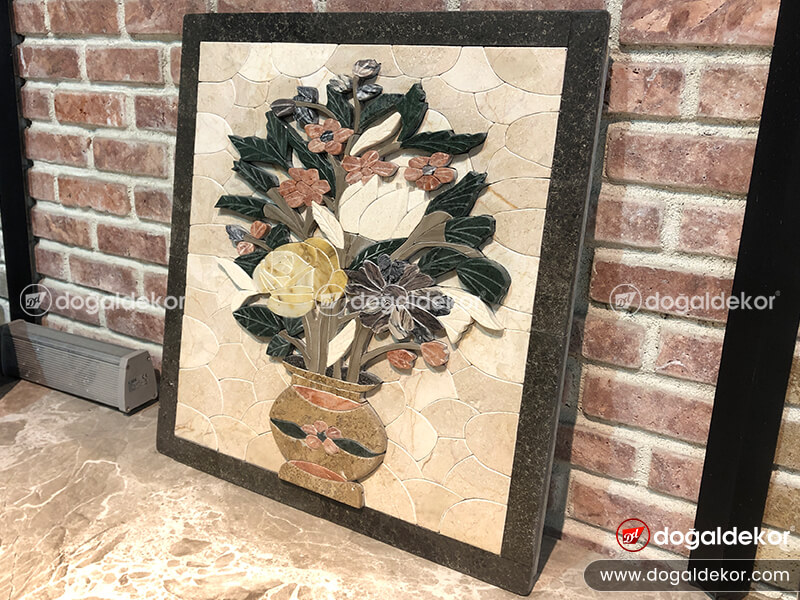  Dekoratif Tablo Taş Mozaik Çiçek 