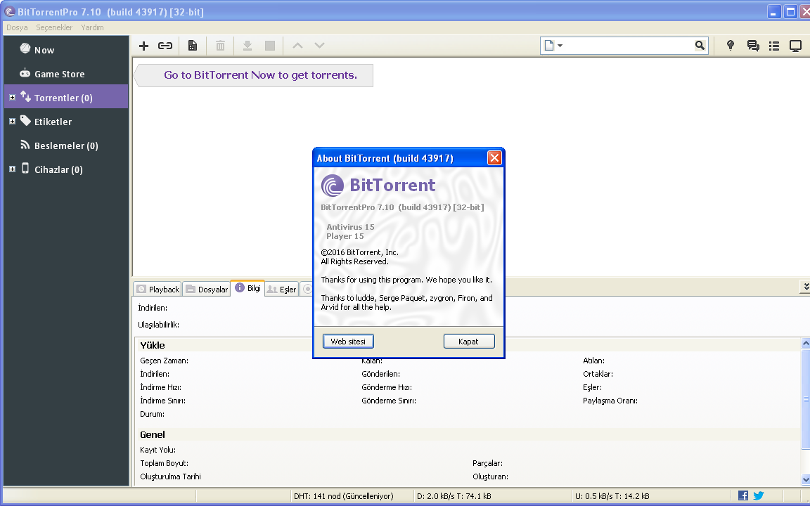BitTorrentPro 7.10 Build 43917 | Katılımsız