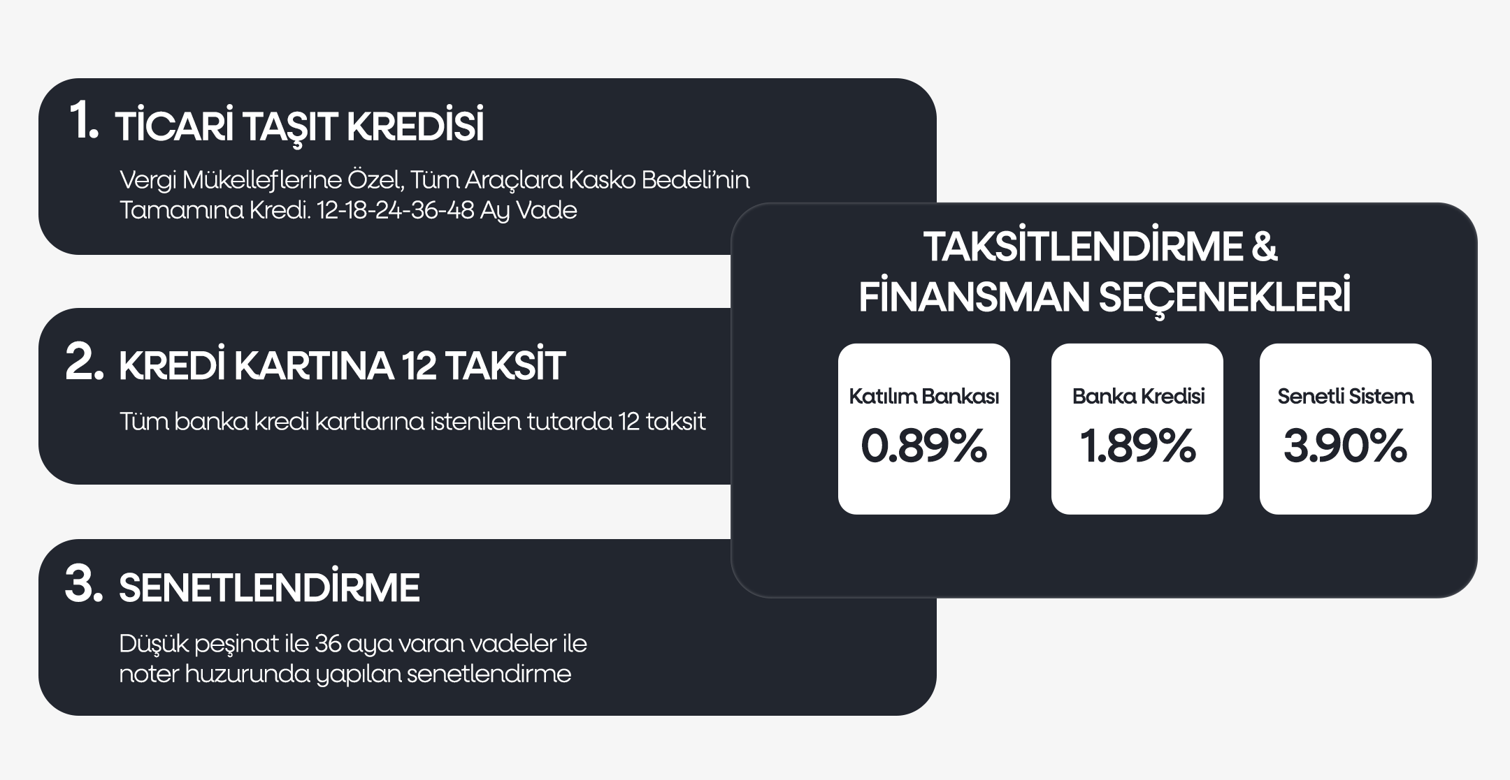 Taksitlendirme ve Finansman Secenekleri