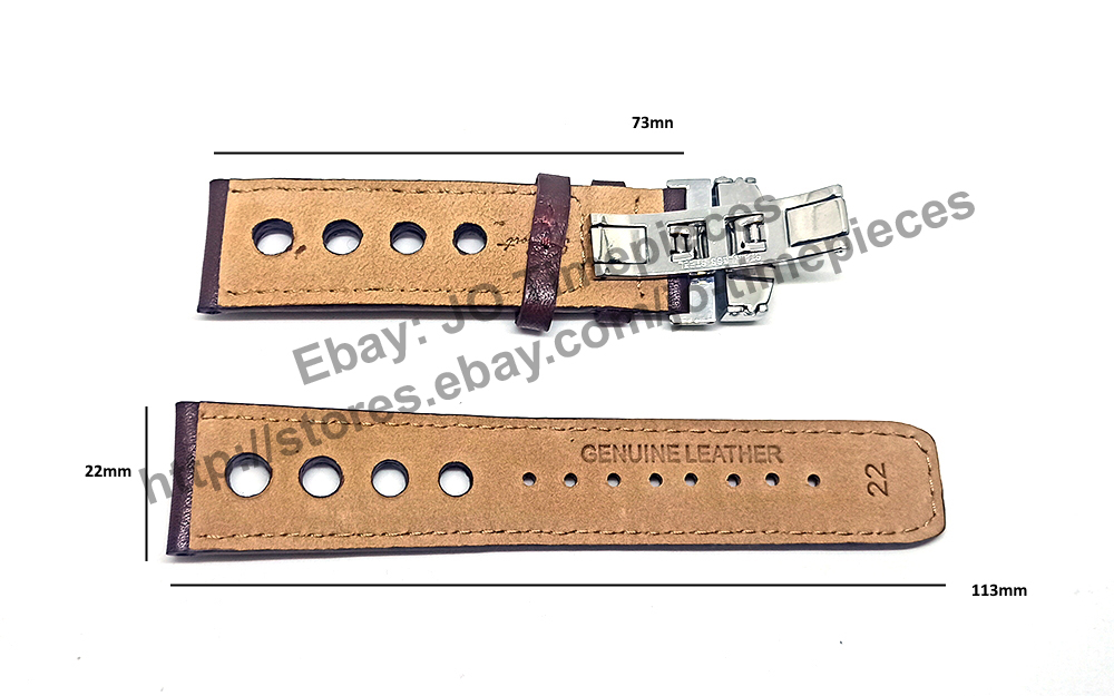 22mm Brown Genuine Leather Watch Band Strap Comp. Tissot Heritage 1973 - T1244271603101 - T1244271604100
