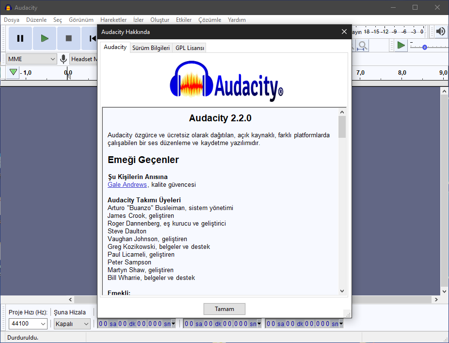 Audacity 2.2.2 Final | Katılımsız