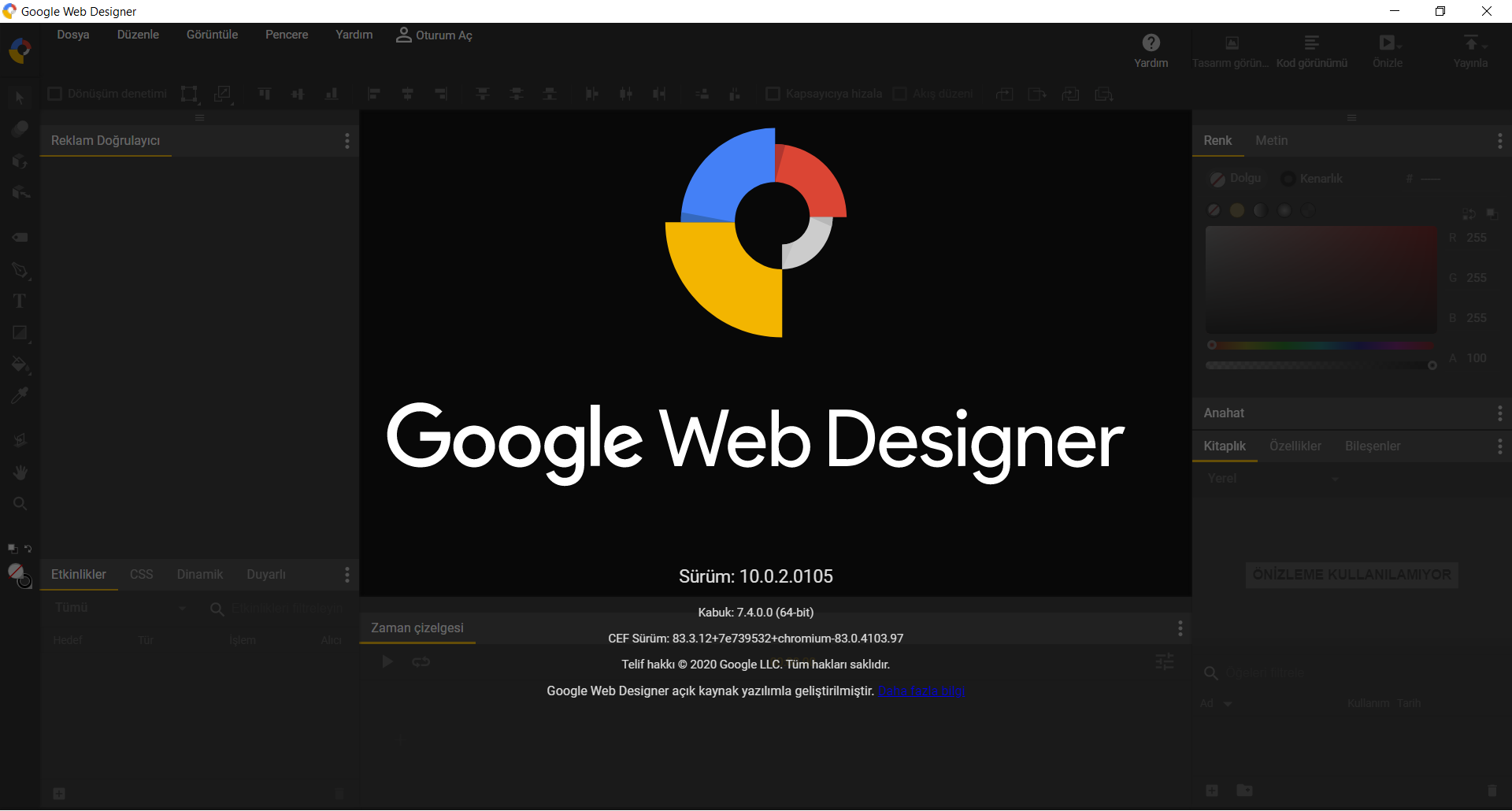 Google Web Designer 10.0.2.0105 Build 7.4.0.0 | Katılımsız