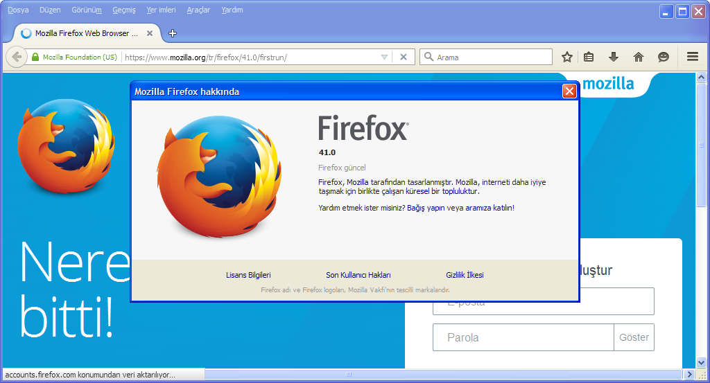 Mozilla Firefox 41 Final TR | Katılımsız