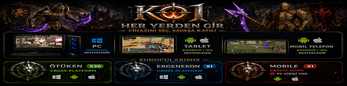 🔥 KO1 — ÖTÜKEN ×20 & ERGENEKON ×1 & MOBİLE ×1 | YENİ OYUNCUYA 300 TL FREEPUS + 6 GÜN EXP PREMIUM 🔥 banner