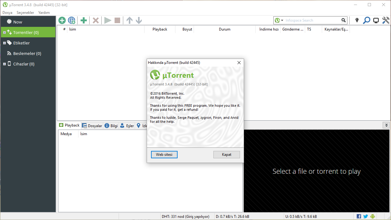 µTorrent 3.4.8.42445 Final | Katılımsız