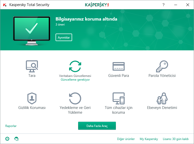 Kaspersky Total Security 2017 17.0.0.611 TR | Katılımsız