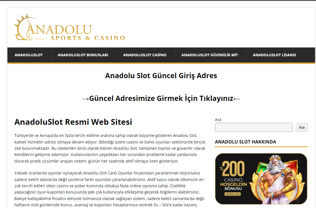 anadolu slot giriş