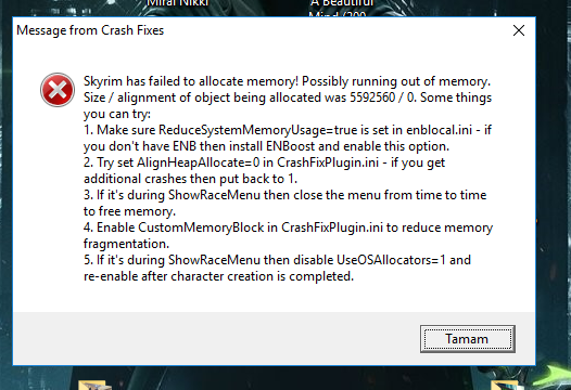 Message from crash fixes skyrim что делать