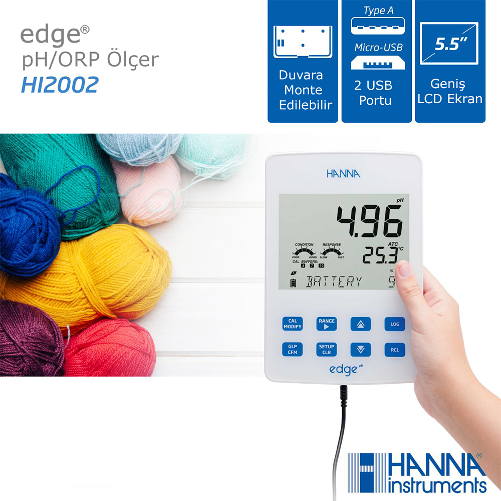 HANNA edge® pH Metre -2.00... 16.00 pH