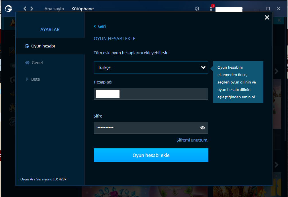 Gameforge Client'e Oyun Hesabı Ekleyememe Sorunu - Hata Bildirimi ...