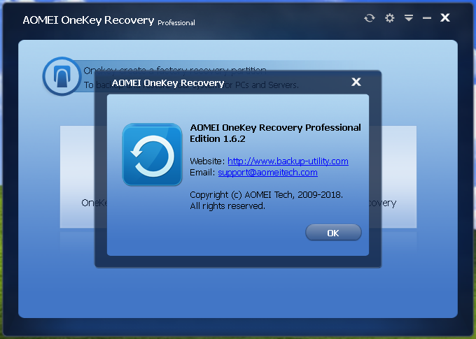 AOMEI OneKey Recovery Pro 1.6.2.0 | Katılımsız