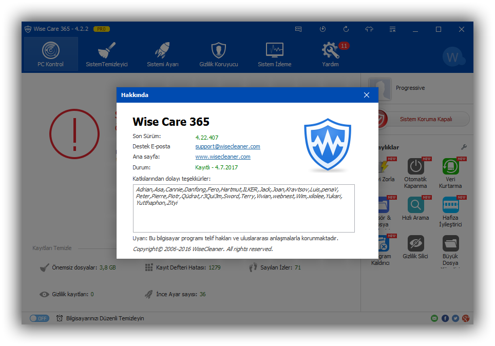 WiseCare365 Pro 4.22.407 Final | ML-TR | Katılımsız