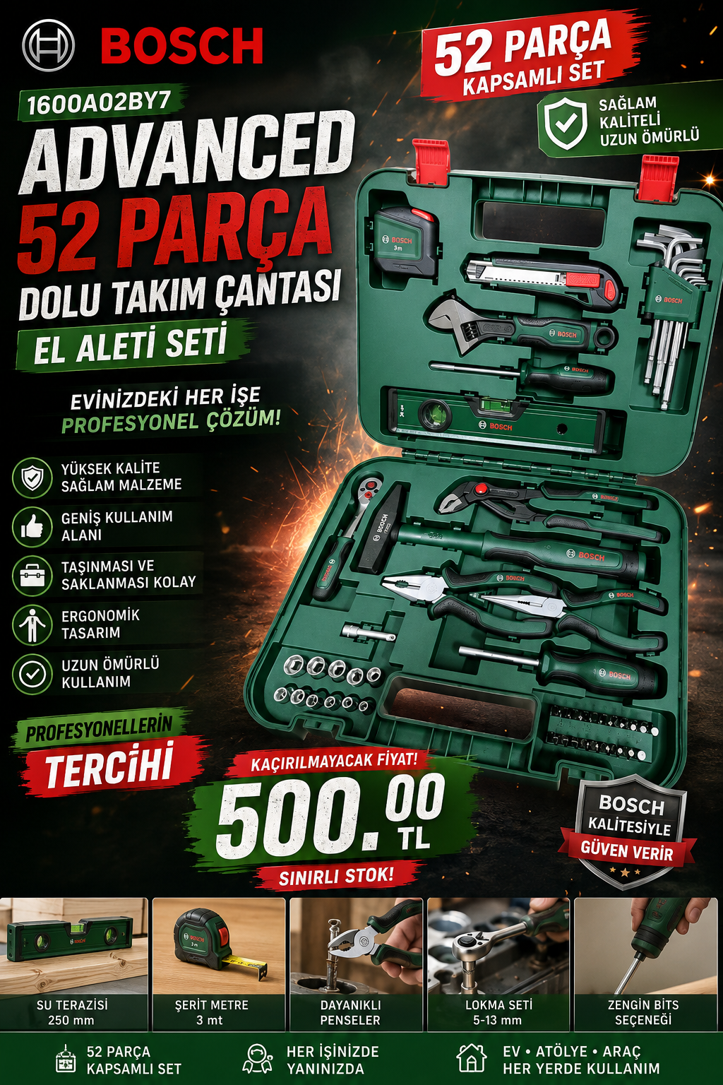 Bosch 52 Parça El Aleti Seti Afiş