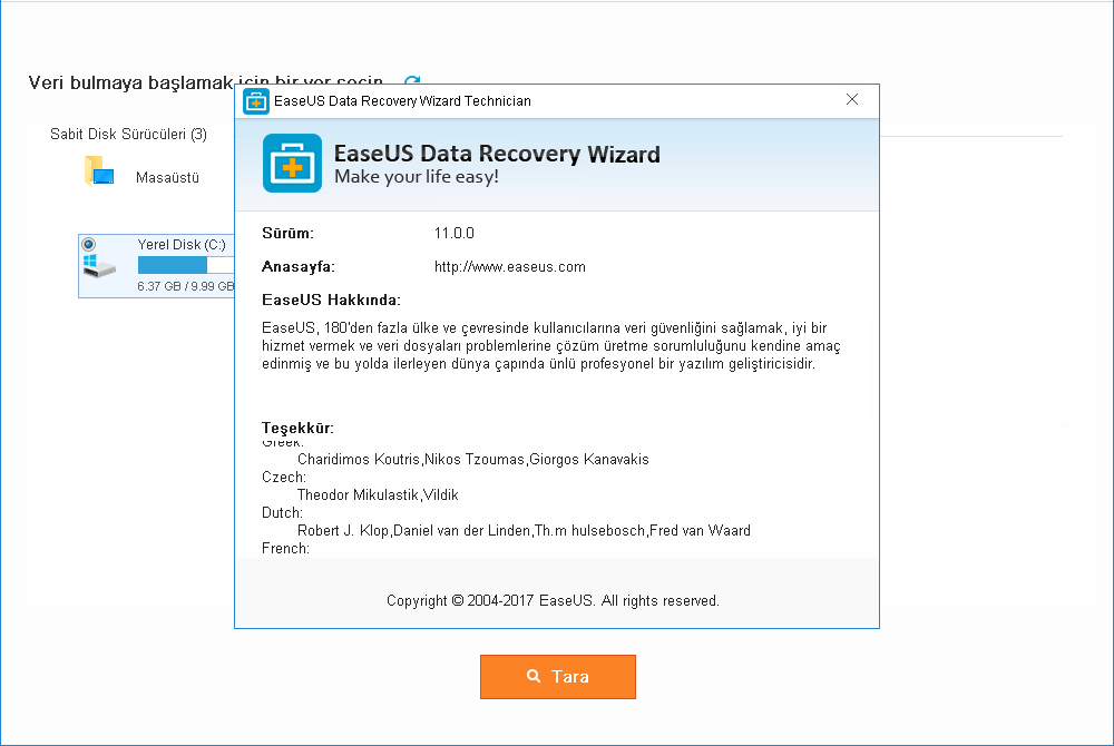 EaseUS Data Recovery Wizard Technician 11.0 | Katılımsız