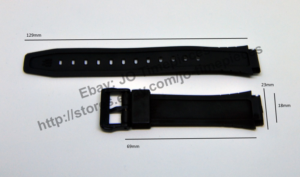 Compatible Casio F-200-1A / 2A  Rubber Black Watch Band - Strap