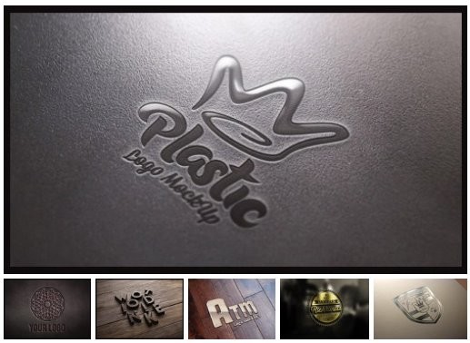 Logo Mockups - Plastic, Leather and 3D Wooden Logo + Logo Mockups - Metal on Wood, Silver Pressed, Golden Logo