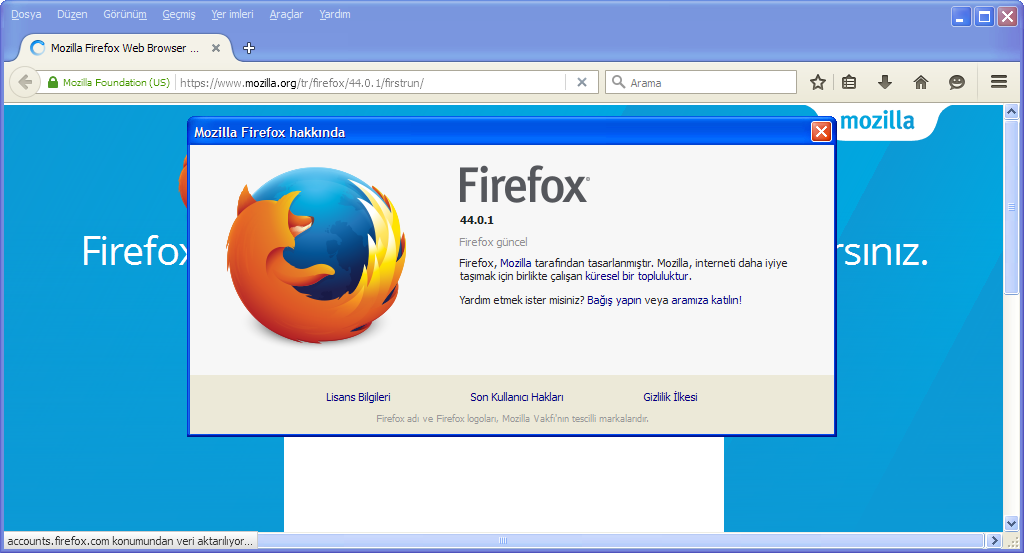 Mozilla Firefox 44.0.1 Final TR | Katılımsız