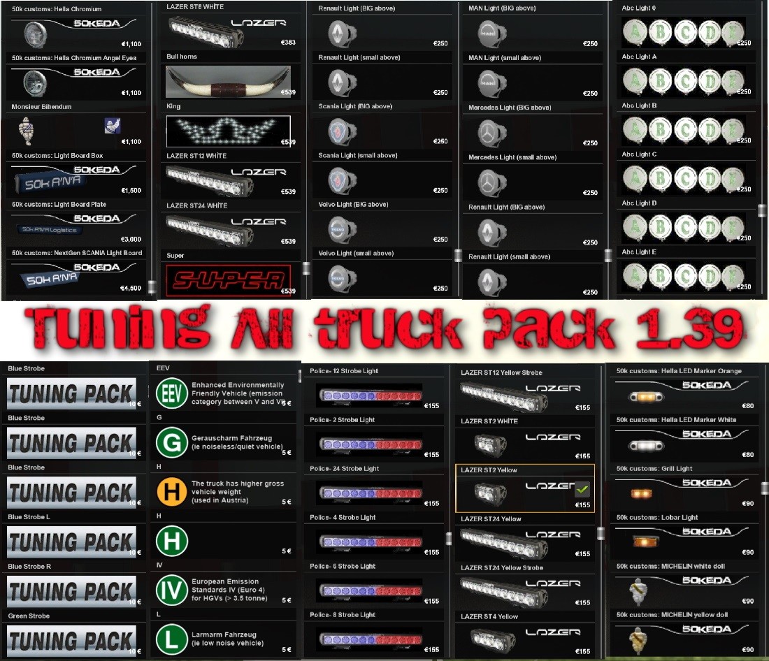Tuning All Truck Pack v1.3 (1.44) for ETS2