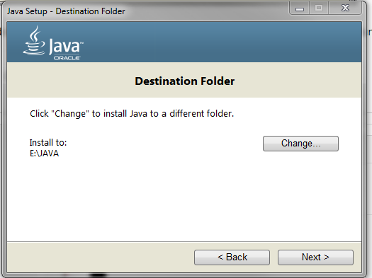 Java folder. Destination folder. A java exception has occurred.