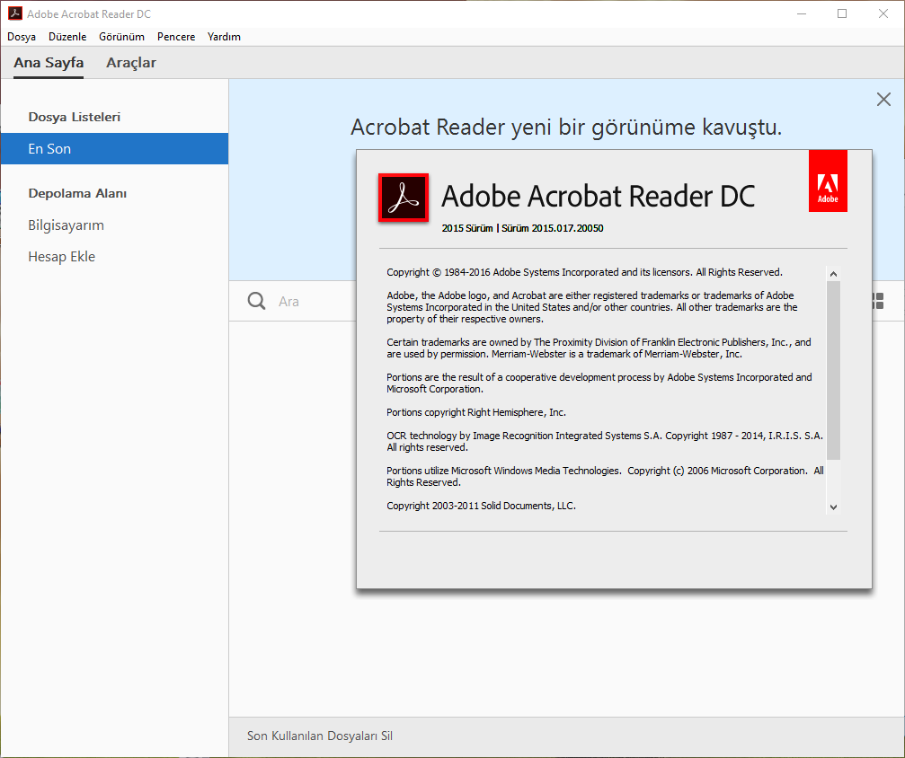 Adobe Acrobat Reader DC 2015.017.20050 | Katılımsız
