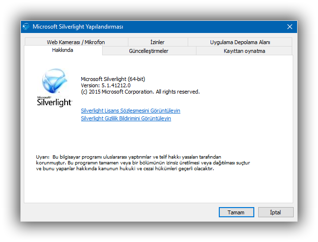 Microsoft Silverlight 5.1.41212.0 | Katılımsız