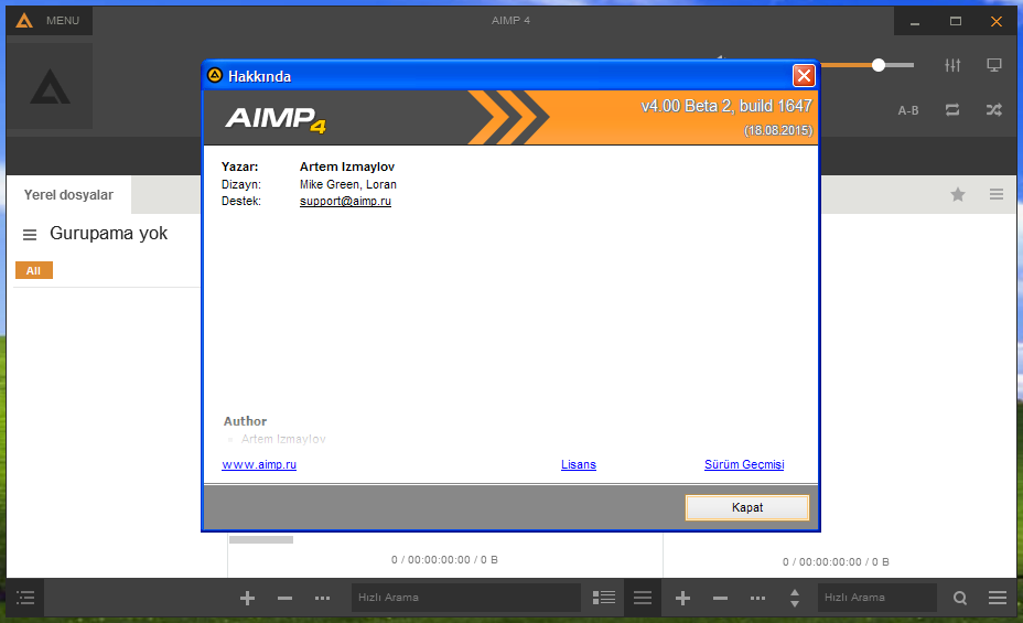 AIMP 4.00 Build 1647 Beta 2 | Katılımsız