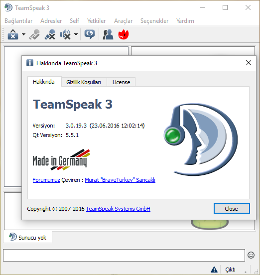 TeamSpeak Client 3.0.19.3 | EN-TR | Katılımsız