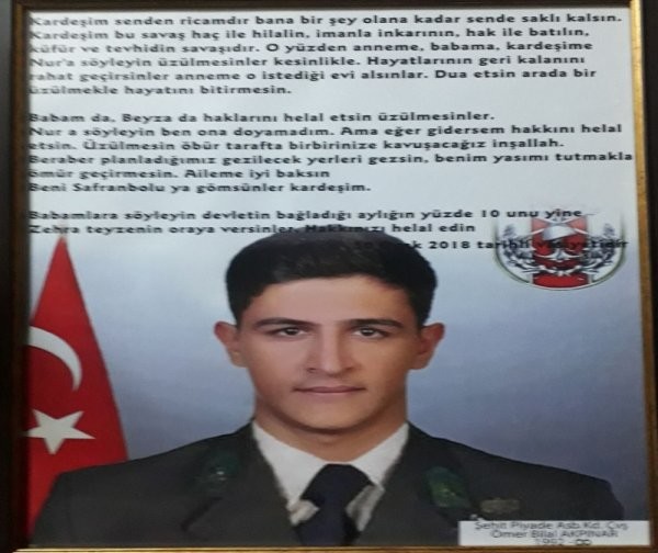 Sehid Omer Bilal Akpınar'ın Vasiyeti