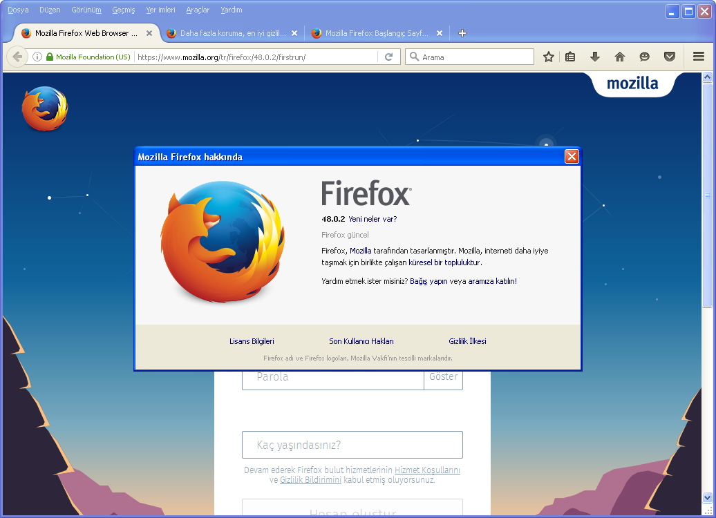 Mozilla Firefox 48.0.2 Final TR | Katılımsız