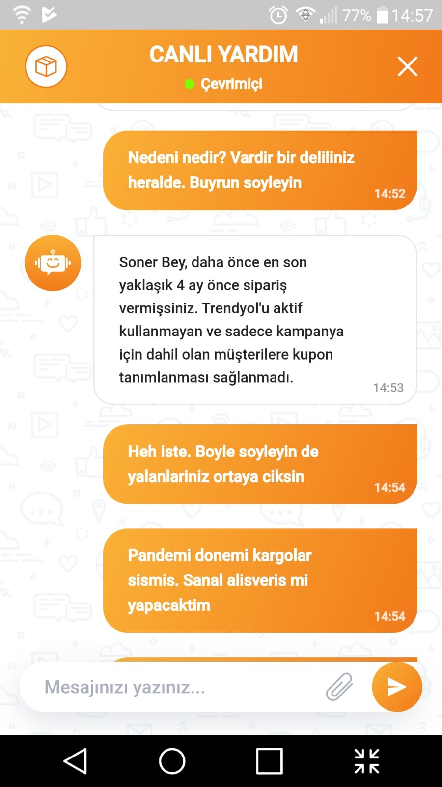 Trendyol canlı deals destek