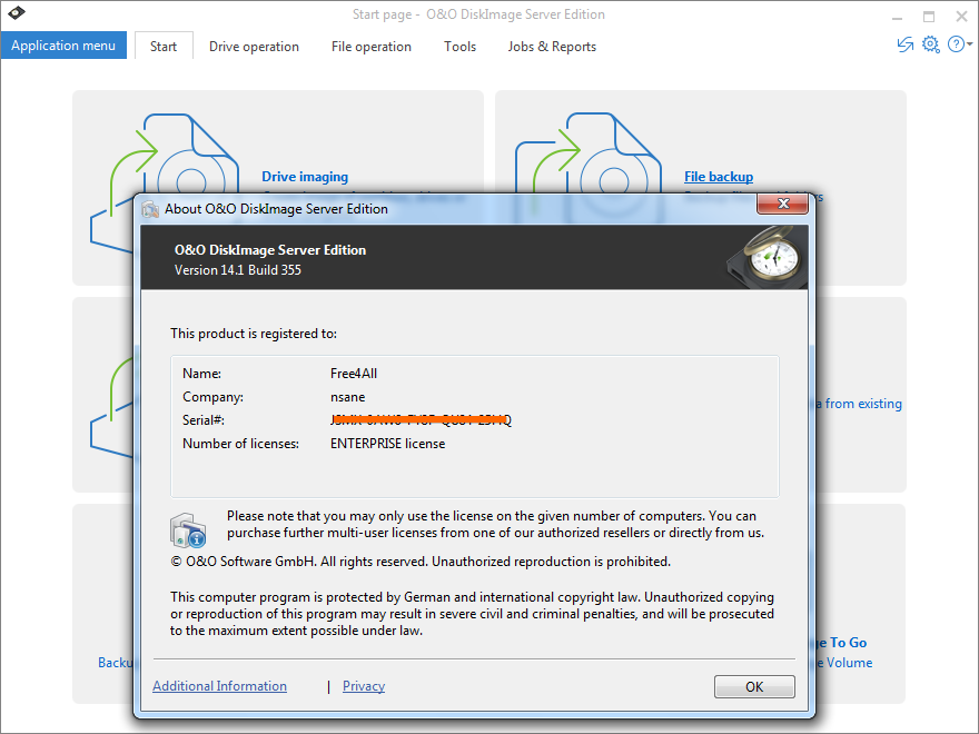 O&O DiskImage Server 14.2 Build 384 | Katılımsız