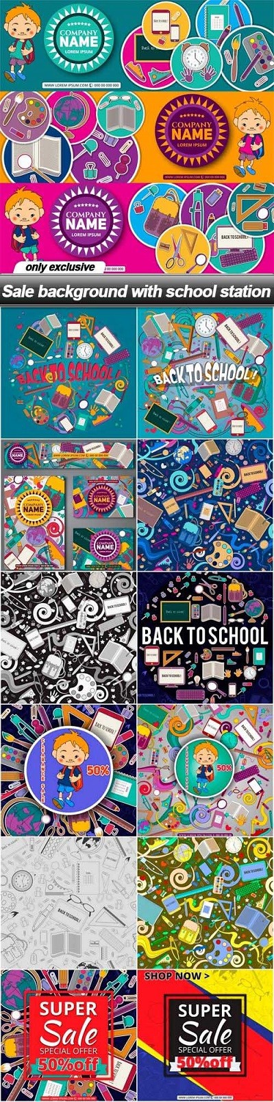 School Station with Sale background Vector