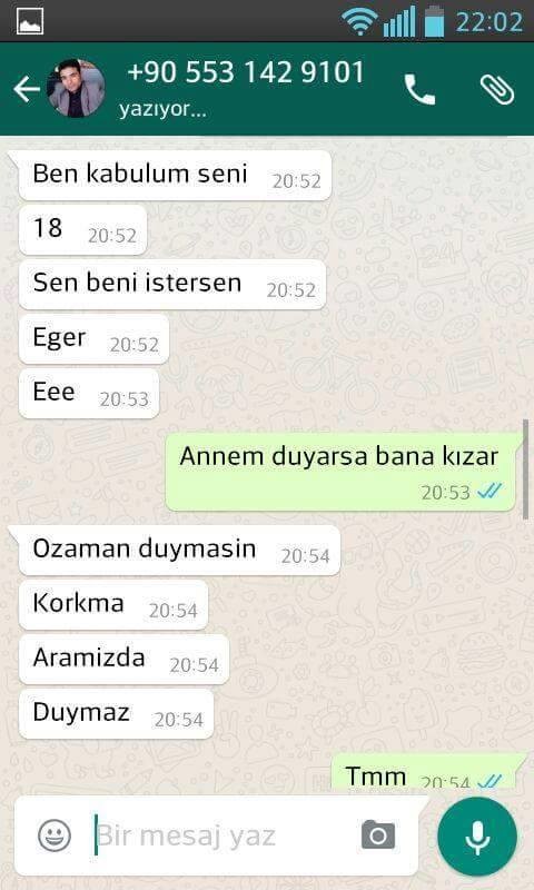 10 yaşında kız çocuğunu whatsapp da taciz eden sapık.