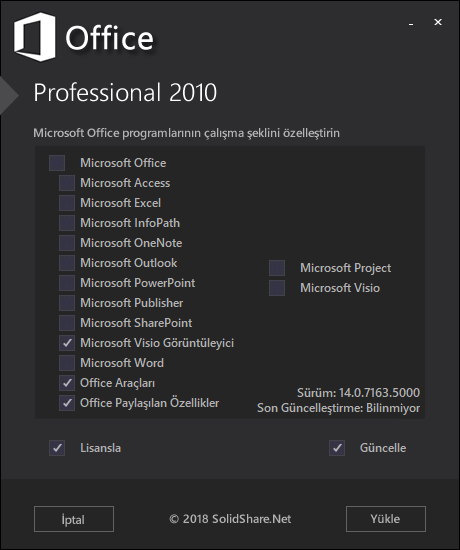 Microsoft Office 2010 Pro Plus - Project Pro - Visio Pro SP2 VL TR | Nisan 2020