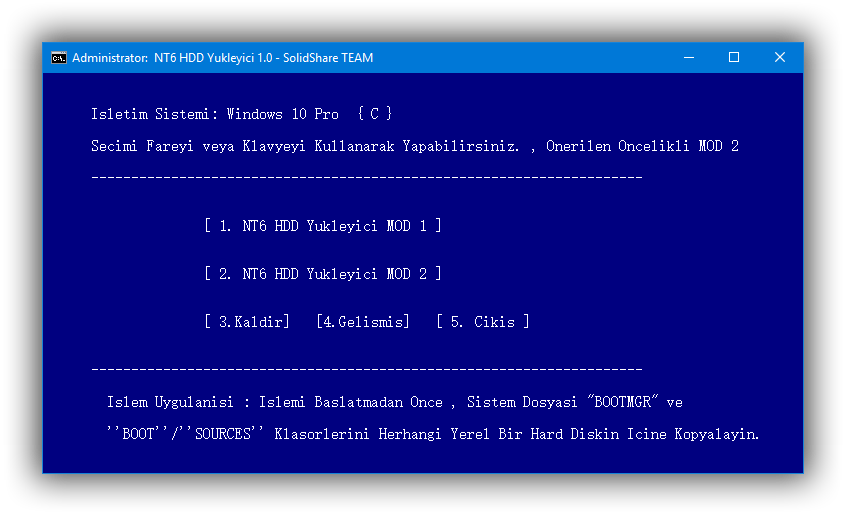NT6 HDD Yükleyici 1.0 | Portable